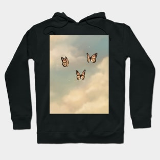 Butterflies Fluttering in Clouds Sunset Sky Hoodie